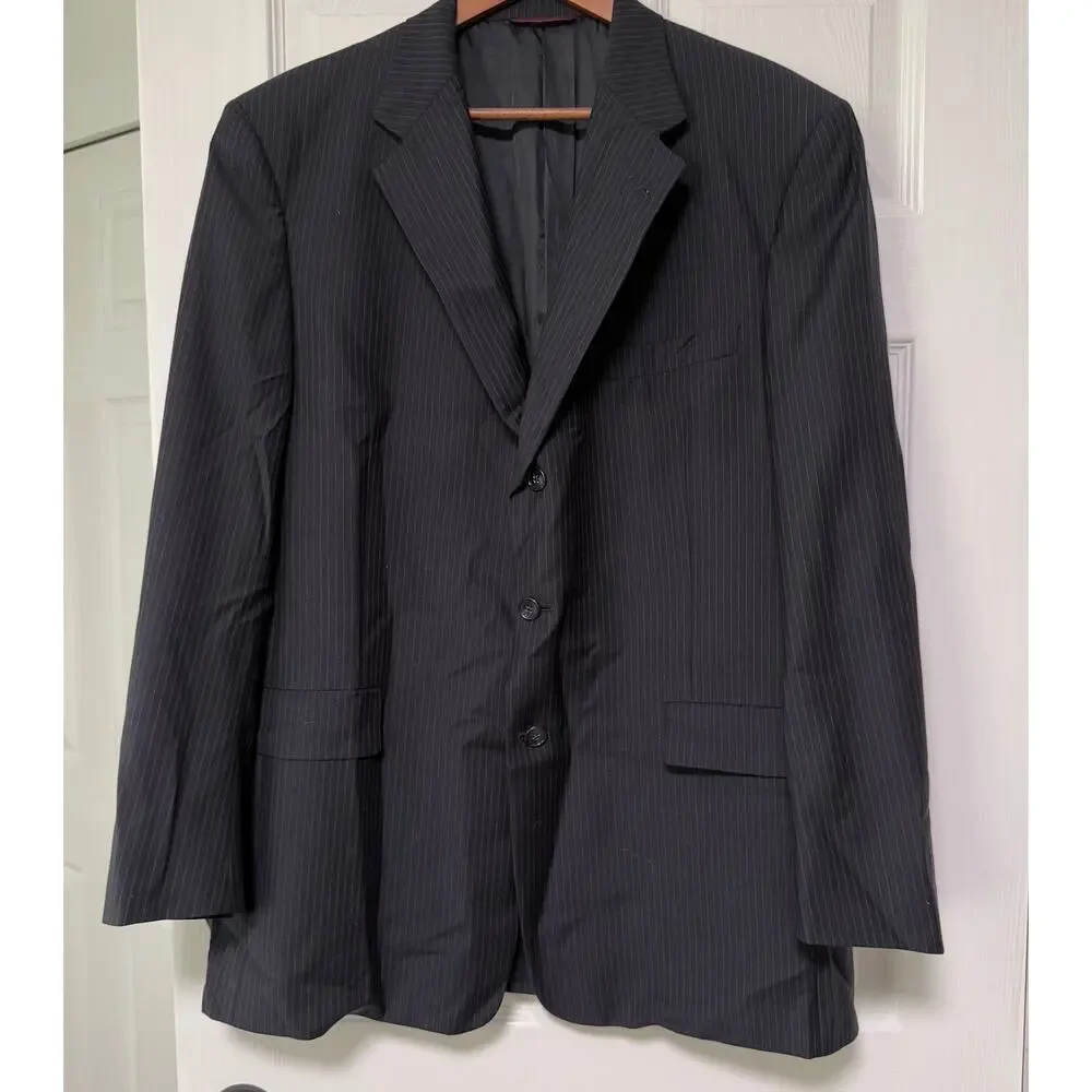 Hart Schaffner&Marx Men's Wool Pinstriped 2Piece Suit Set Size 44R PantsWaist 38